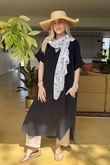Made in Italy Paulo Pillow Cotton Shirt Dress Black